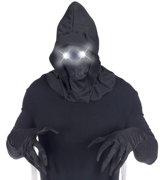 Faceless Hooded Mask With White Fade-In Fade-Out Light-Up Eyes