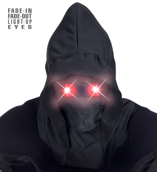Faceless Hooded Mask With Red Fade-In Fade-Out Light-Up Eyes