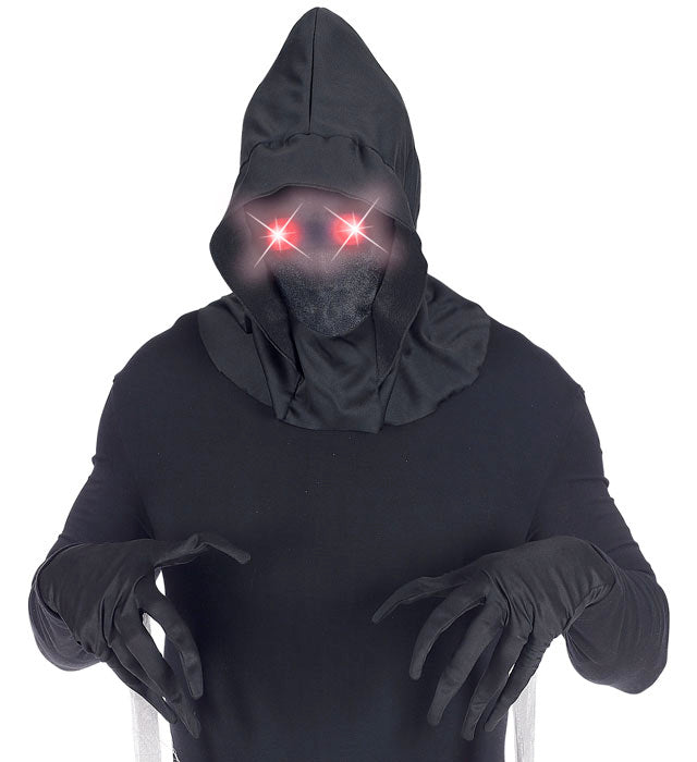 Faceless Hooded Mask With Red Fade-In Fade-Out Light-Up Eyes