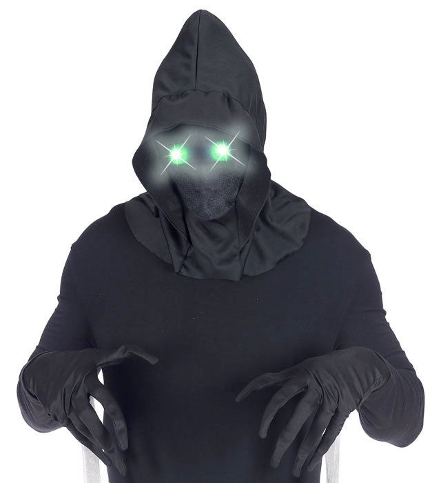 Faceless Hooded Mask With Green Fade-In Fade-Out Light-Up Eyes
