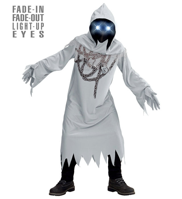 Chained Ghost  Robe, Gloves, Hooded Mask With Fade-In Fade-Out Light-Up Eyes 