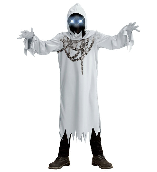 Chained Ghost  Robe, Gloves, Hooded Mask With Fade-In Fade-Out Light-Up Eyes 