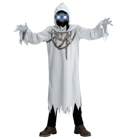 Chained Ghost  Robe, Gloves, Hooded Mask With Fade-In Fade-Out Light-Up Eyes 