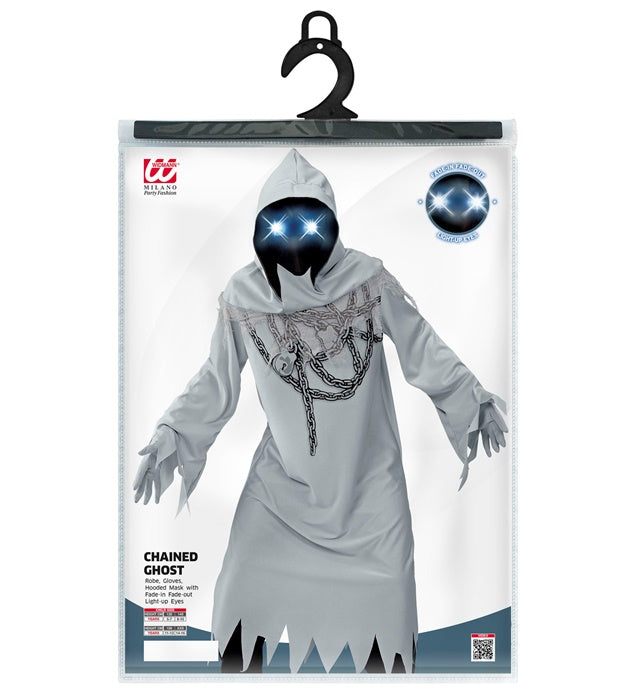 Chained Ghost  Robe, Gloves, Hooded Mask With Fade-In Fade-Out Light-Up Eyes 