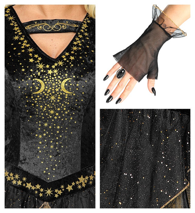 Moonlight Witch  Dress, Fingerless Gloves, Mini Hat 