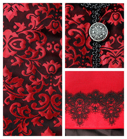 Vampiress  Dress With Long Coat, Choker With Jabot, Mini Top Hat 