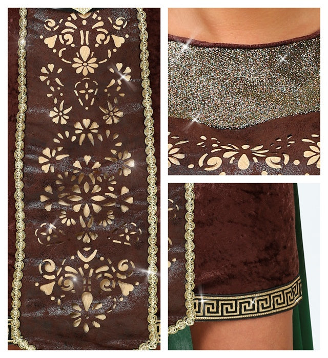 Viking  Dress With Cape, Belt, Arm Warmers, Headband 