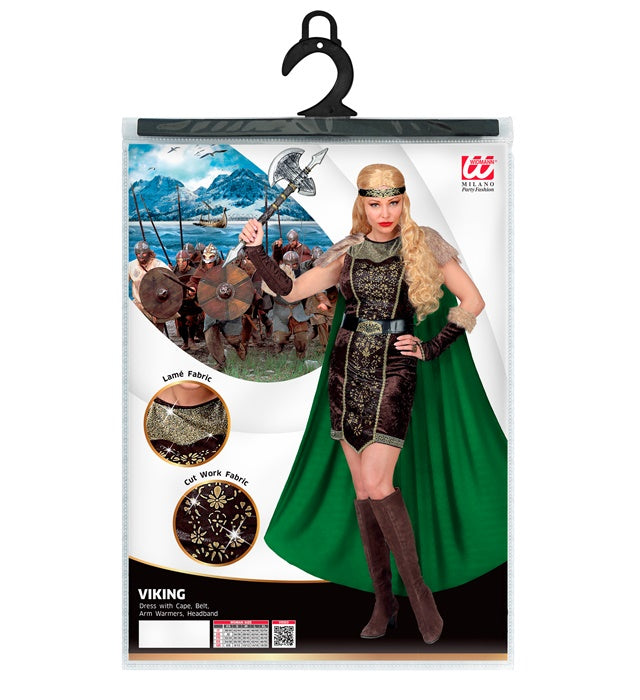 Viking  Dress With Cape, Belt, Arm Warmers, Headband 