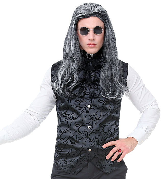Satin Gothic Vest With Jabot & Gem