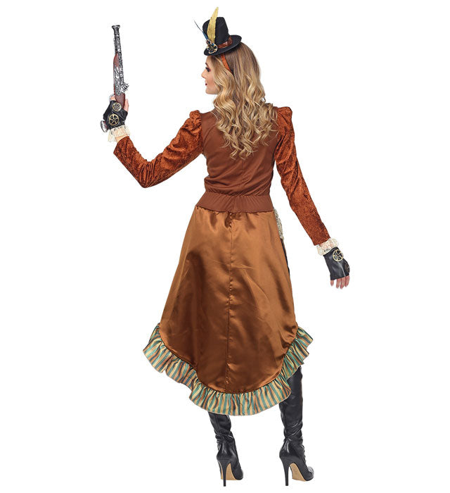 Steampunk  Dress With Choker, Fingerless Gloves, Mini Top Hat 