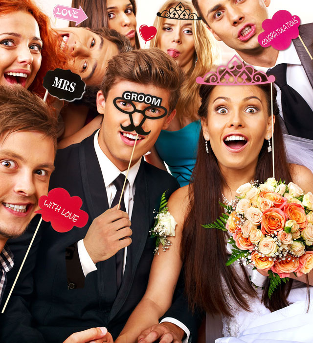 Photo Booth Bride & Groom Accessories 20 Pcs In Window Box