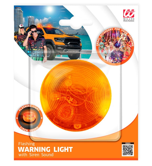 Orange Flashing Warning Light With Siren 7X4 Cm 
