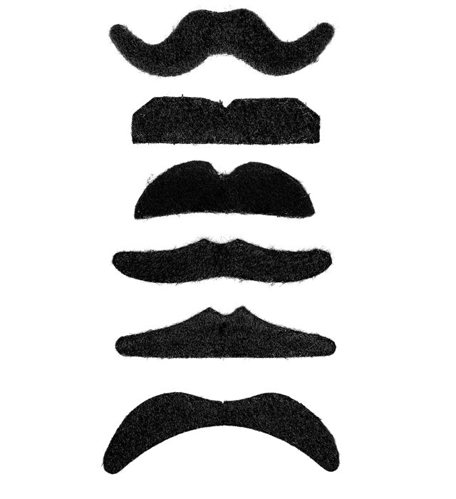Black Moustache Adhesive - 6 Styles Ass.