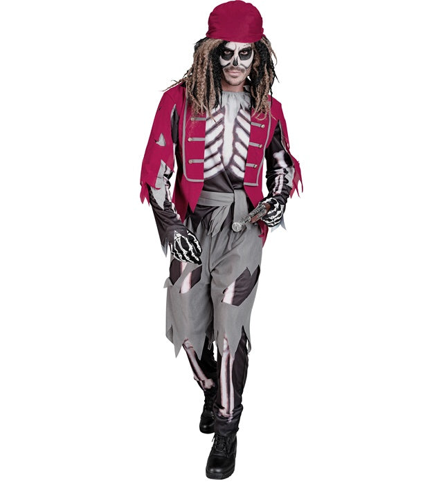 Pirate Skeleton  Shirt With Vest And Belt, Pants, Bandana 