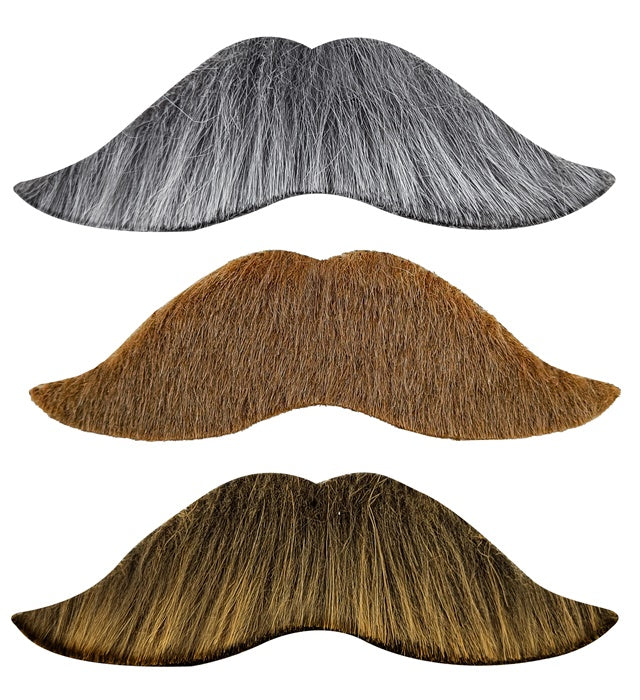 Character Moustache Adhesive - 3 Colors Ass.: Grey, Blond, Brown
