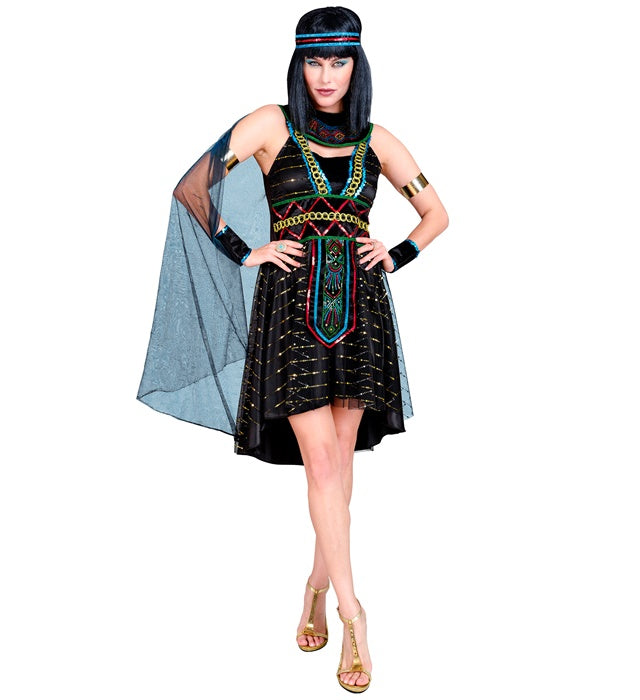 Egyptian Queen  Dress With Cape, Bracelets, Headband 