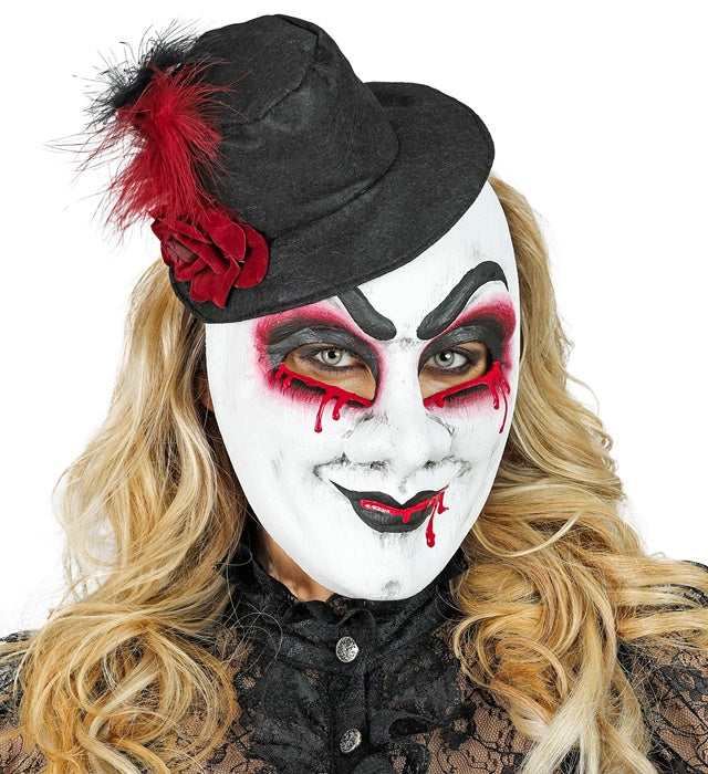 Commedia Dell'Arte Bleeding Man Mask With Hat