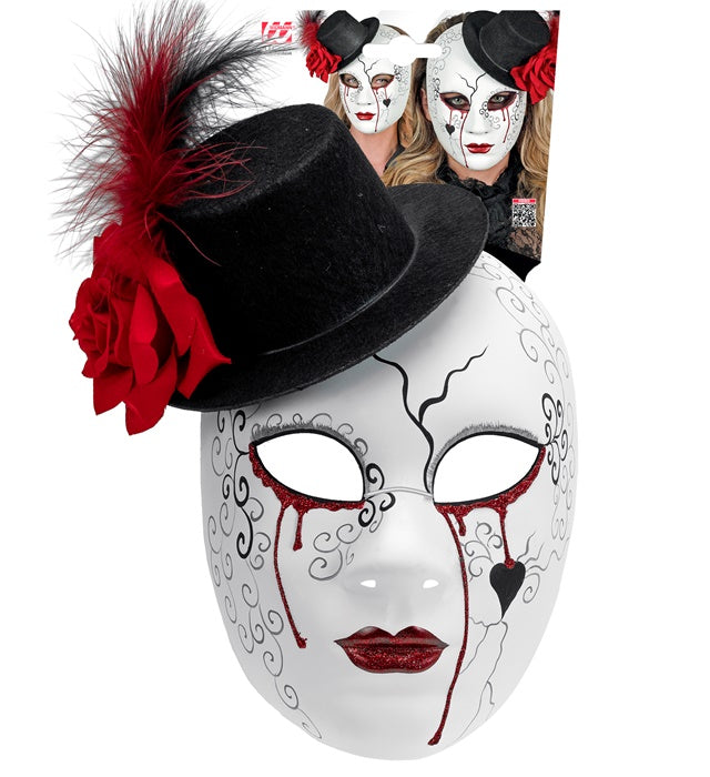 Commedia Dell'Arte Bleeding Woman Mask With Hat