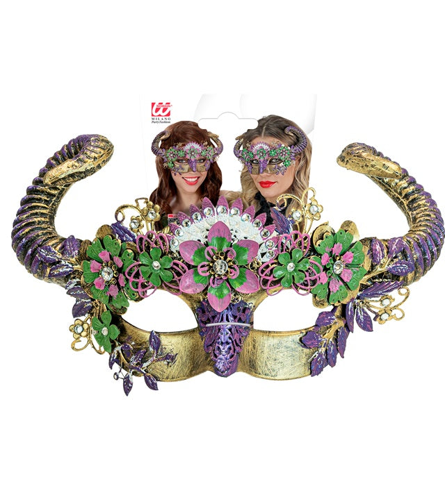 Theatrical Ram Eyemask With Flowers