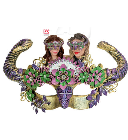 Theatrical Ram Eyemask With Flowers