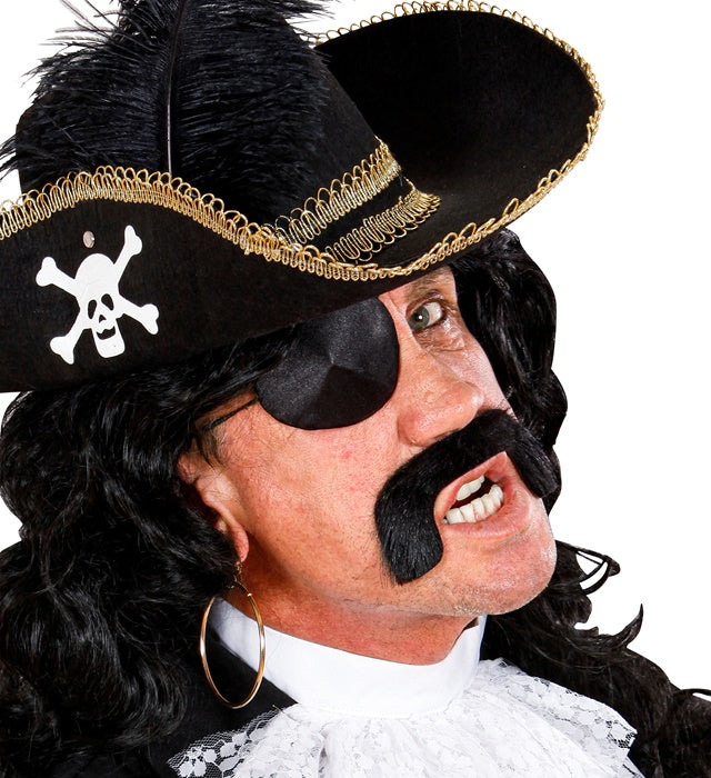 Pirate Moustache & Eye-Patches Adhesive - Black