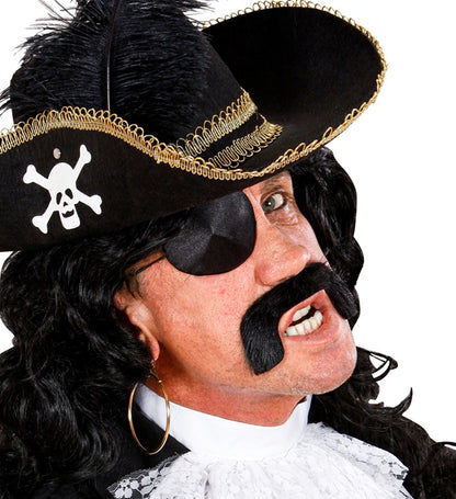Pirate Moustache & Eye-Patches Adhesive - Black