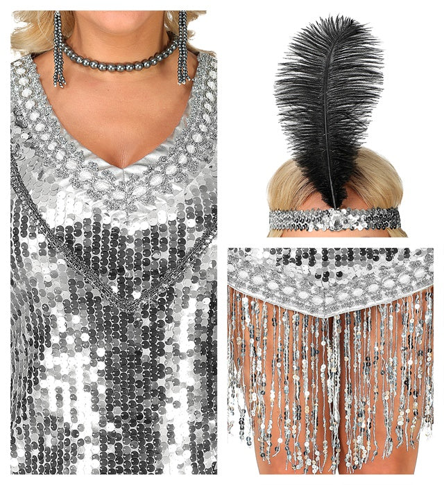 Roaring 20S Flapper  Dress, Headband 