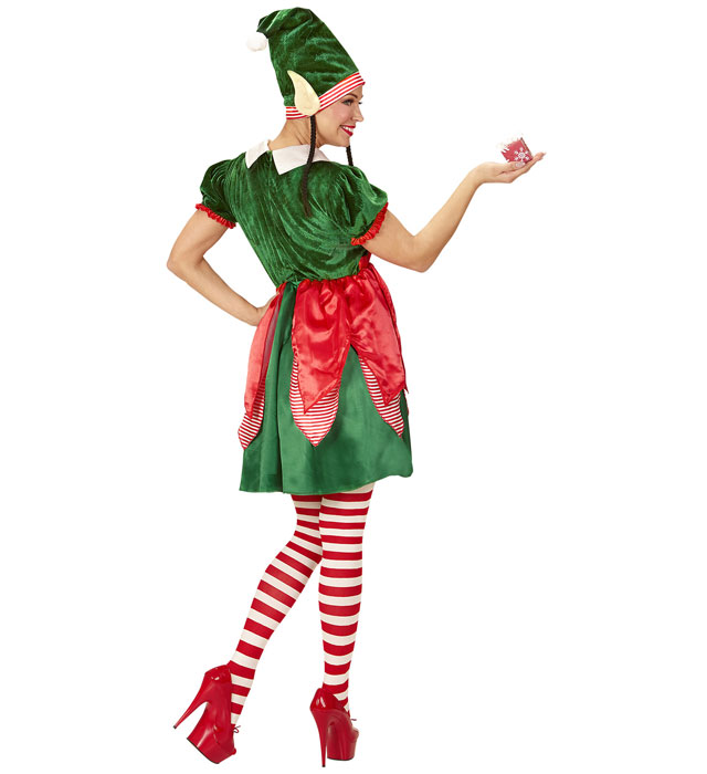 Santa'S Little Helper Elf  Dress, Hat With Ears And Plaits 