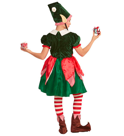 Santa'S Little Helper Elf  Dress, Hat With Ears And Plaits 