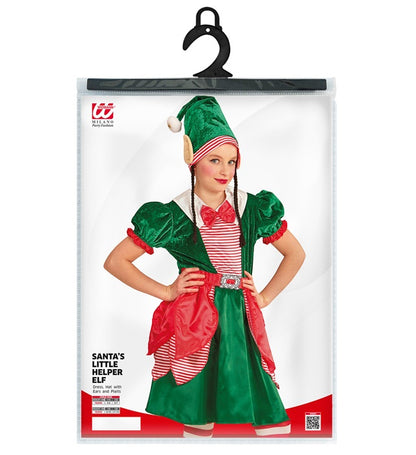 Santa'S Little Helper Elf  Dress, Hat With Ears And Plaits 