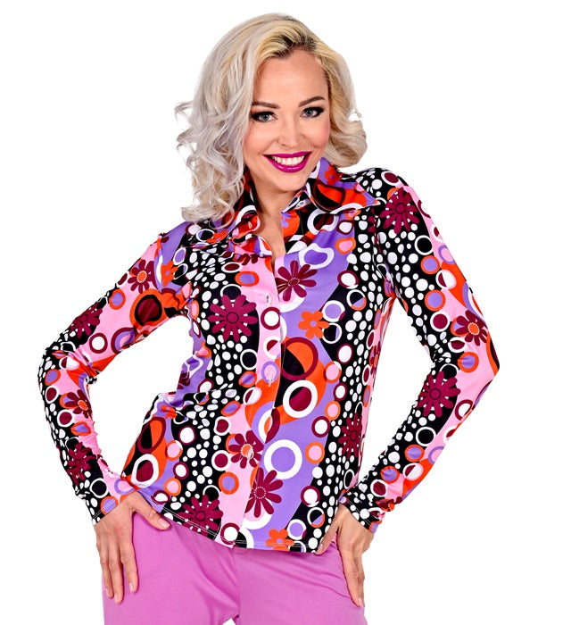 The 70S Groovy Style - Pink Tiny  Bubbles Shirt 