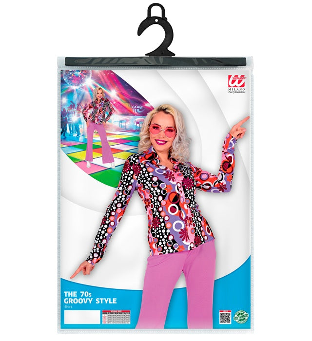 The 70S Groovy Style - Pink Tiny  Bubbles Shirt 