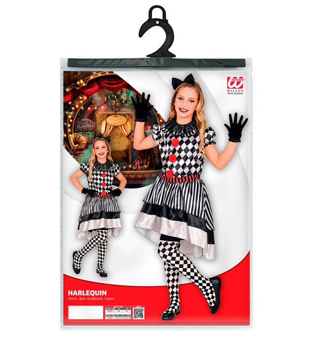 Vintage Clown  Dress With Ruff, Bow Headband, Gloves 