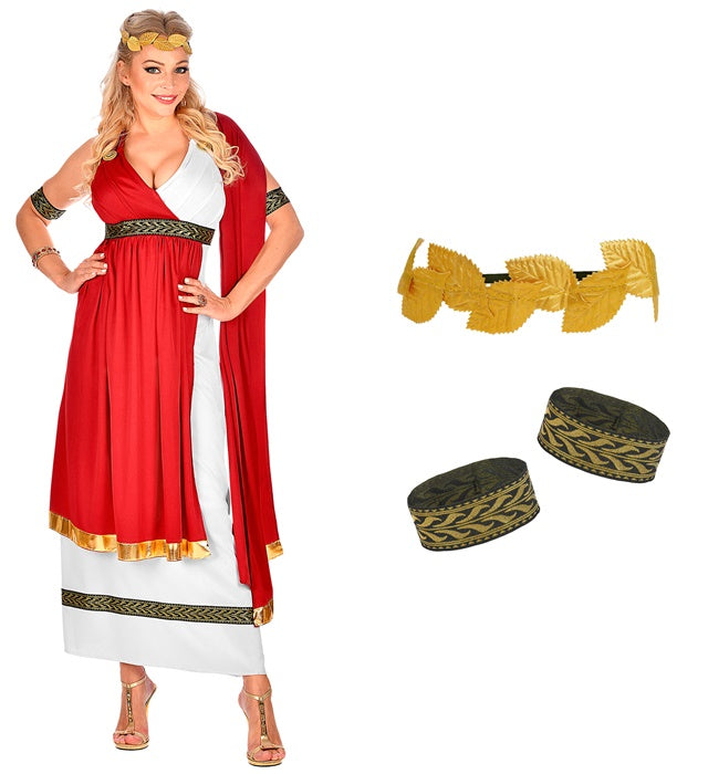 Roman Empress  Dress With Drape, Armbands, Laurel Wreath 