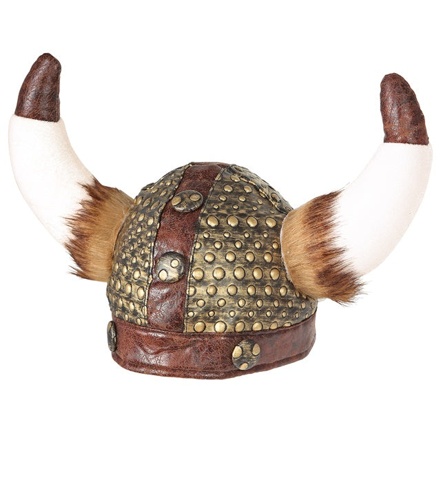 Leather Look Viking Helmet With Fur