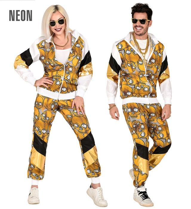 Black/Gold Skulls Shell Suit  Jacket, Pants 