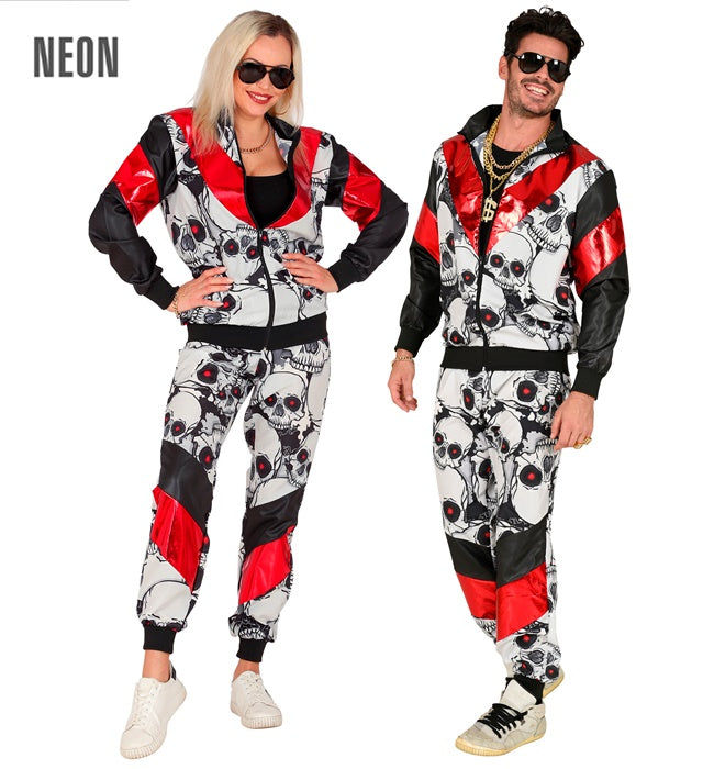 Black/Red Skulls Shell Suit  Jacket, Pants 