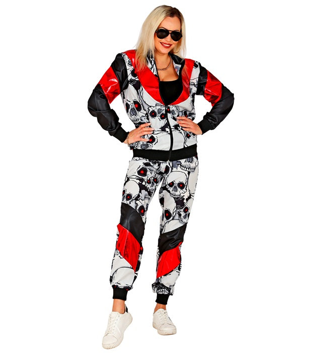 Black/Red Skulls Shell Suit  Jacket, Pants 