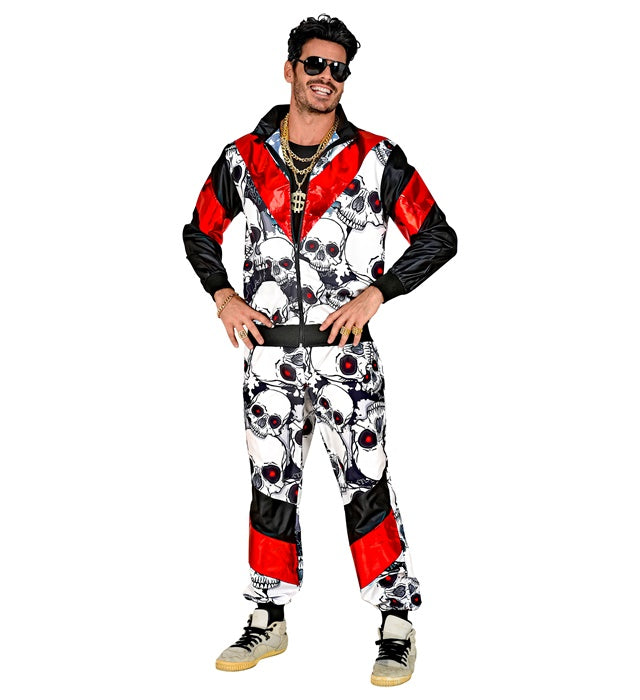 Black/Red Skulls Shell Suit  Jacket, Pants 