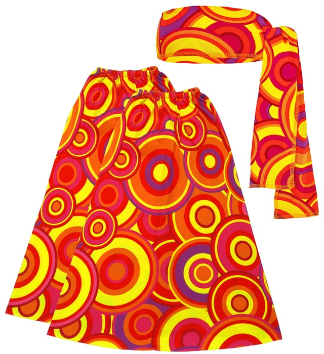 The 70S Groovy Style - Orange Bubbles  Headband & Leg Warmers 