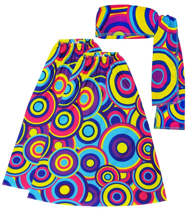 The 70S Groovy Style - Blue Bubbles  Headband & Leg Warmers 