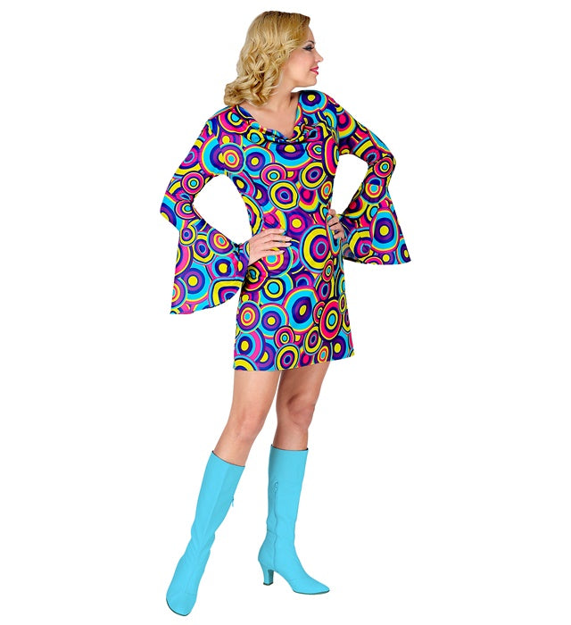 The 70S Groovy Style - Blue Bubbles  Dress 