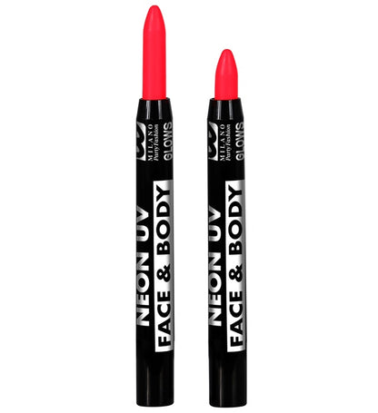 Set Of 6 Neon Make-Up Pencils In Window Box  2 X Neon Pink, 1 Yellow, 1 Orange, 1 Green, 1 Blue  - 21 Ml