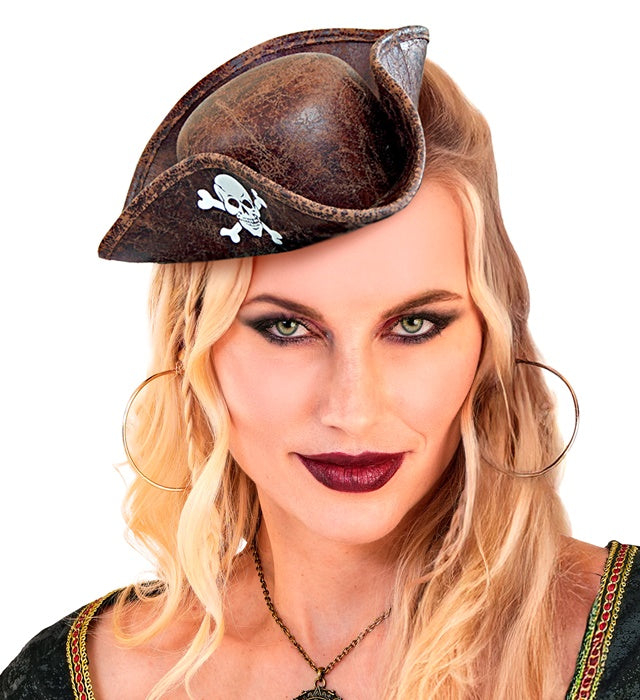 Leather Look Mini Pirate Tricorn