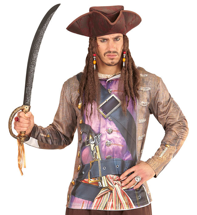 Leather Look Pirate Tricorn With Dreadlocks