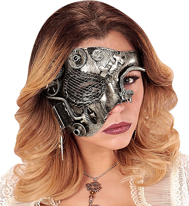 Silver Steampunk Half Face Mask