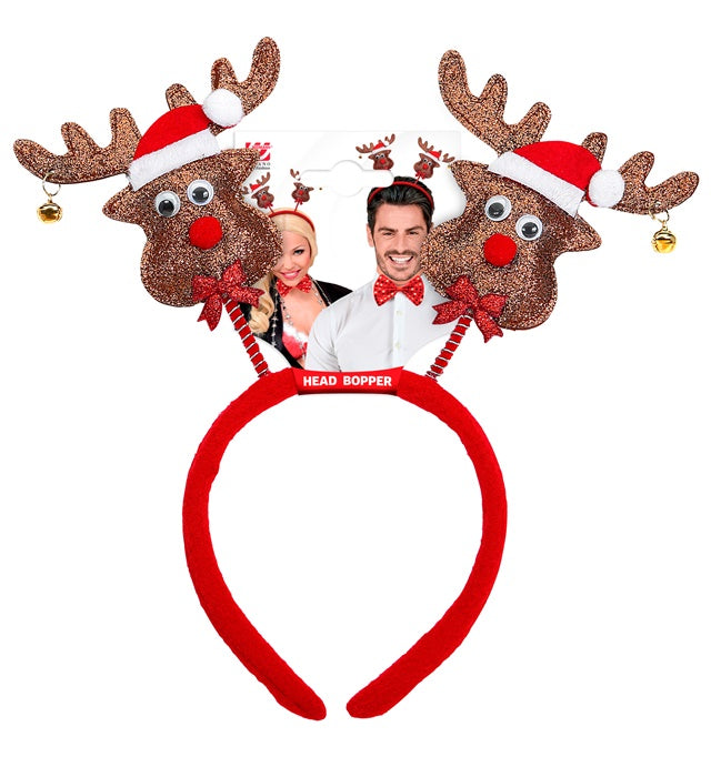  Reindeer Head Bopper With Jingle Bells