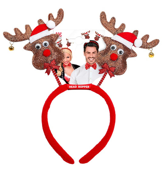  Reindeer Head Bopper With Jingle Bells
