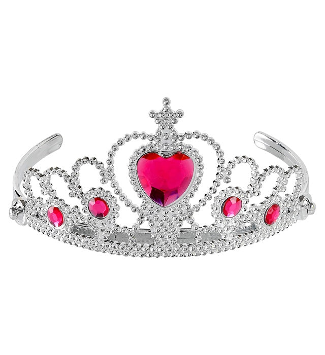 Silver Tiara With Pink Gems