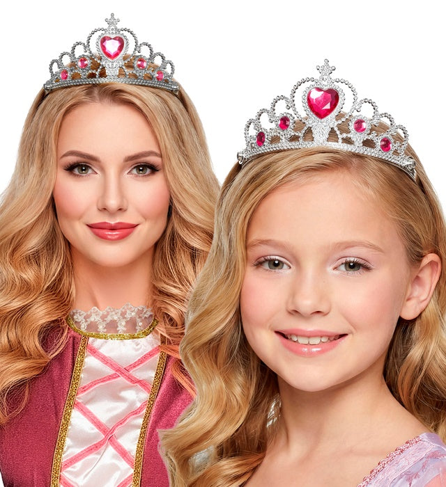Silver Tiara With Pink Gems